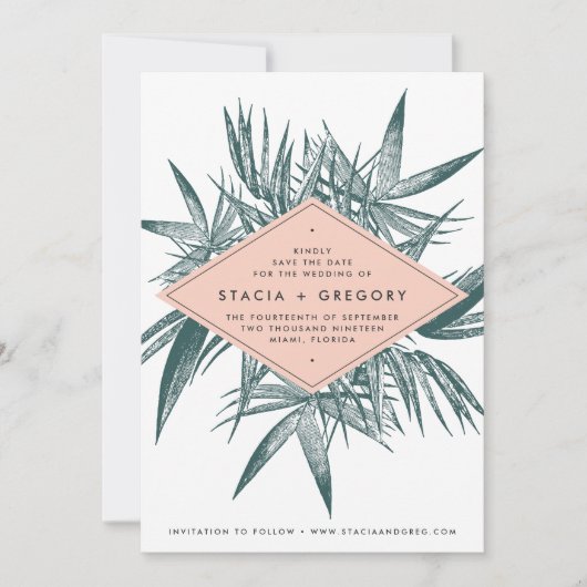 Sanibel | Tropisch botanisch sparen de Datum Kaart (Voorkant)