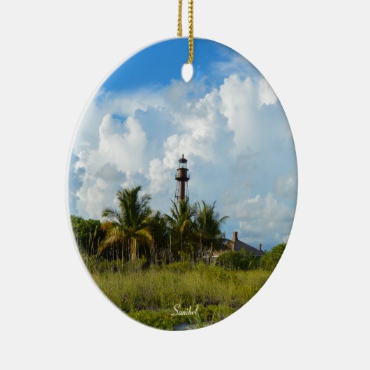 Sanibel vuurtoren kerstversiering keramisch ornament (Rechts)