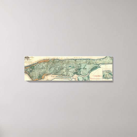 Sanitaire en Topografische kaart van New York City Canvas Afdruk (Voorkant)
