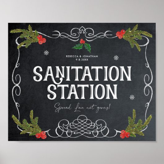 Sanitatiestation kerstwinterbruiloft poster (Voorkant)