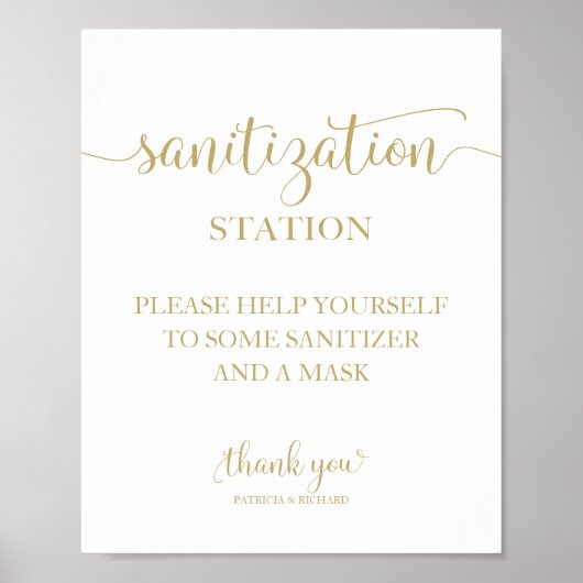 Sanitatiestation Station Chic Calligraphy Wedding  Poster (Voorkant)