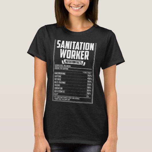 Sanitatiewerker Voedingsfeiten T-shirt (Voorkant)
