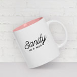 SANITEIT in een mok Stijlvolle moderne Typografie<br><div class="desc">Heb je wat gezond verstand nodig in je leven? Kijk niet verder dan onze Zazzle Two-Toned Mok met het typografische ontwerp "sanity in a mok"! 😌☕️ Deze mok is de ultieme bron van comfort, waardoor u bij elke slok een moment van rust en stilte krijgt. Of je nu aan je...</div>