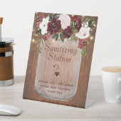 Sanitiseringsstation Burgundy Blush Rustic Floral Reclamebord Met Voetstuk (Insitu)