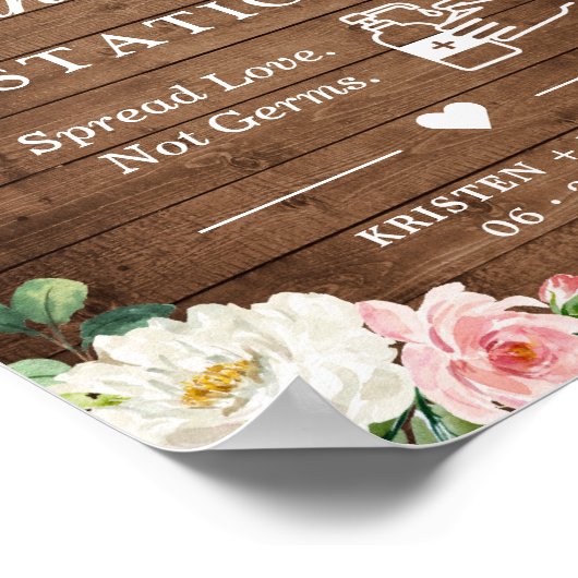 Sanitiseringsstation Rustic Mason Jar Licht Floral Poster (Hoek)