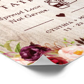 Sanitiseringsstation Rustic Wood Burgundy Floral Poster (Hoek)