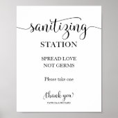 Sanitivering station Spread Love Not Germs Sign Poster (Voorkant)