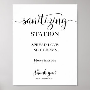 Sanitivering station Spread Love Not Germs Sign Poster