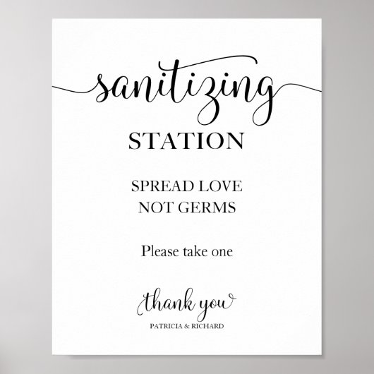 Sanitivering station Spread Love Not Germs Sign Poster (Voorkant)