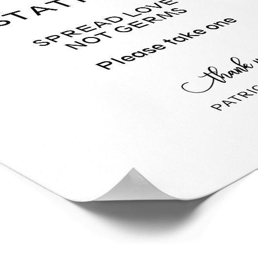 Sanitivering station Spread Love Not Germs Sign Poster (Hoek)