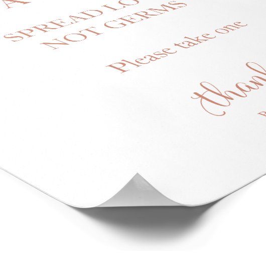 Sanitization Station Spread Love Not Germs Sign Poster (Hoek)