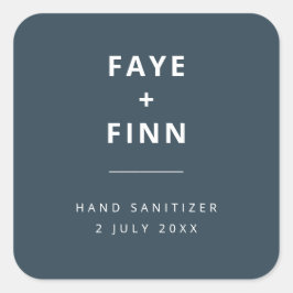 Sanitizer | Blue Scandinavian Wedday Favor Vierkante Sticker