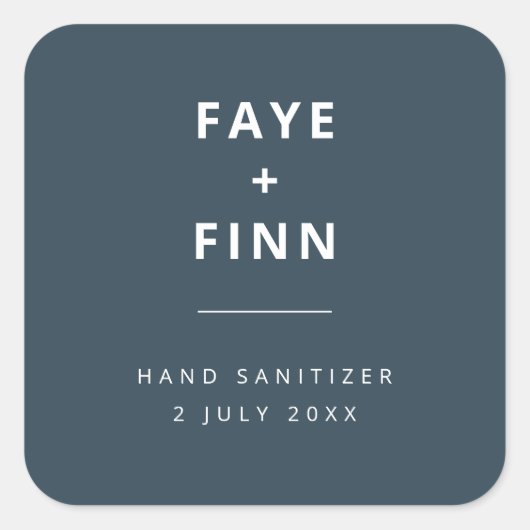 Sanitizer | Blue Scandinavian Wedday Favor Vierkante Sticker (Voorkant)