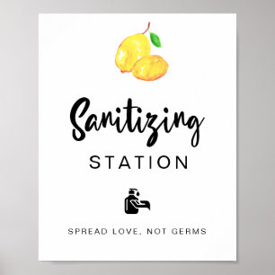 Sanitizing Station Lemon Wedding Vrijgezellenfeest Poster
