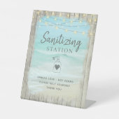 Sanitizing Station Rustic Beach Ocean Coastal Reclamebord Met Voetstuk (Voorkant)