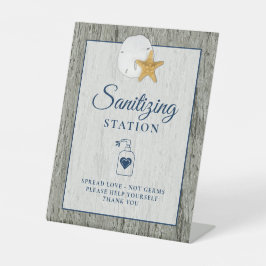 Sanitizing Station Sand Dollar Starfish Weddenscha Reclamebord Met Voetstuk