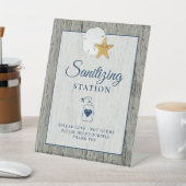 Sanitizing Station Sand Dollar Starfish Weddenscha Reclamebord Met Voetstuk (Insitu)