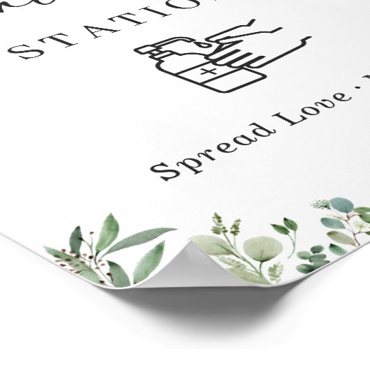 Sanitizing Station Sign Greenery Eucalyptus Leaves Poster (Hoek)