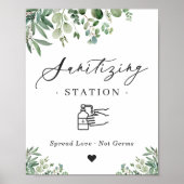 Sanitizing Station Sign Greenery Eucalyptus Leaves Poster (Voorkant)