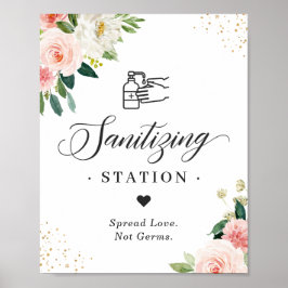 Sanitizing Station Sign Weddenschap Blush Pink Flo Poster