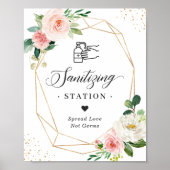 Sanitizing Station Wedding Blush Floral Geometric Poster (Voorkant)