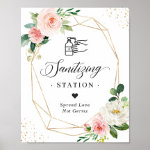Sanitizing Station Wedding Blush Floral Geometric