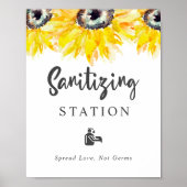 Sanitizing Station Zonnebloem bruiloft Waterverf Poster (Voorkant)