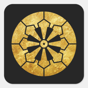 Sanja Matsuri Komagata mon Zwart Faux Goud Vierkante Sticker