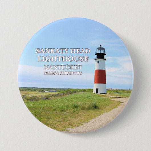 Sankaty Head Lighthouse, Nantucket MA Button Pin (Voorkant)