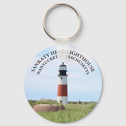 Sankaty Head Lighthouse, Nantucket MA Keyring Sleutelhanger (Voorkant)