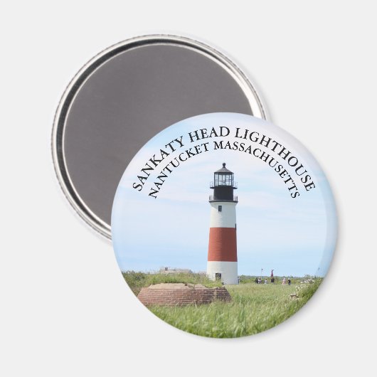 Sankaty Head Lighthouse, Nantucket MA Round Magnet (Voorkant / Achterkant)