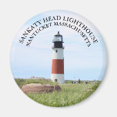 Sankaty Head Lighthouse, Nantucket MA Round Magnet (Voorkant)