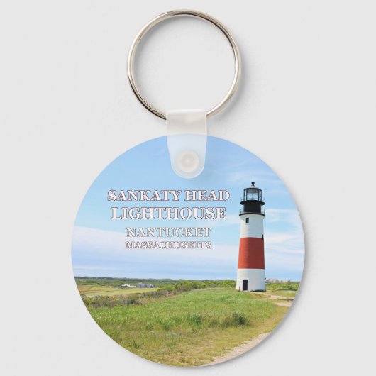 Sankaty Head Lighthouse, Nantucket MA Sleutelhange Sleutelhanger (Voorkant)