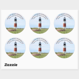 Sankaty Head Lighthouse, Nantucket MA-Stickers Ronde Sticker