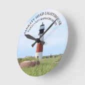 Sankaty Head Lighthouse, Nantucket MA Wall Clock Ronde Klok (Hoek)