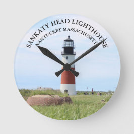 Sankaty Head Lighthouse, Nantucket MA Wall Clock Ronde Klok