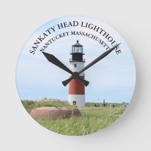Sankaty Head Lighthouse, Nantucket MA Wall Clock Ronde Klok