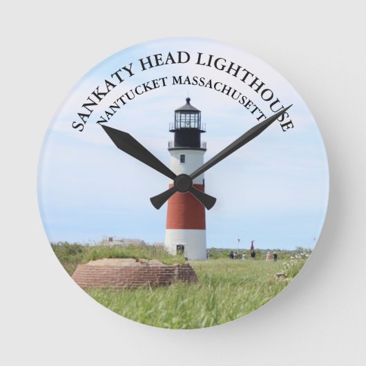 Sankaty Head Lighthouse, Nantucket MA Wall Clock Ronde Klok (Voorkant)