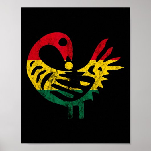 Sankofa African Bird Ghanese Flag Pride Juneteenth Poster (Voorkant)