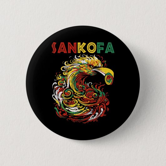 Sankofa Juneteenth Ghana Sankofa Symbool Adinkra Ronde Button 5,7 Cm (Voorkant)