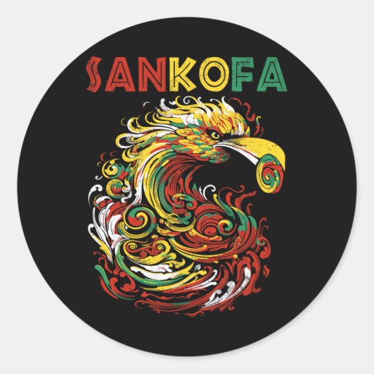 Sankofa Juneteenth Ghana Sankofa Symbool Adinkra Ronde Sticker (Voorkant)