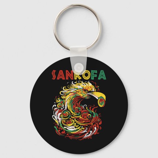 Sankofa Juneteenth Ghana Sankofa Symbool Adinkra Sleutelhanger (Voorkant)