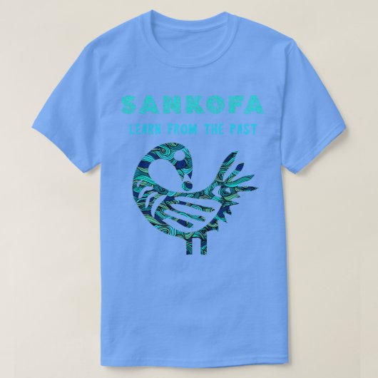 Sankofa leert van het vorige Afrikaanse vogelpatro T-shirt (Design voorkant)
