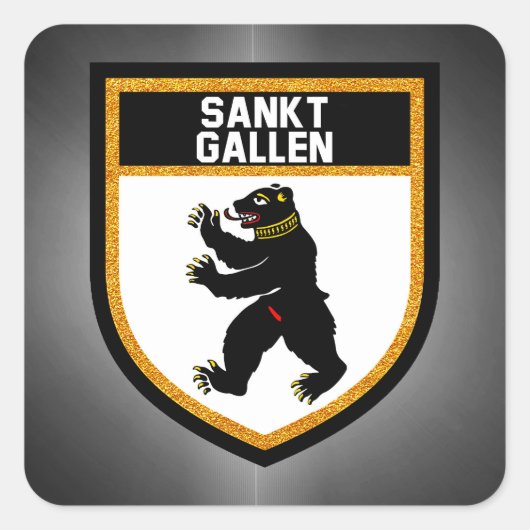 Sankt Gallen Flag Vierkante Sticker (Voorkant)