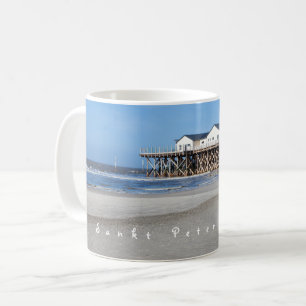 Sankt Peter Ording House op foto met tekst Koffiemok