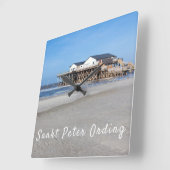 Sankt Peter Ording House op foto met tekst Vierkante Klok (Hoek)