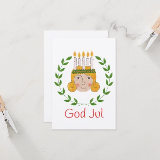 Sankta Lucia Wenskaart (Flat Card) Kaart (Voorkant / Achterkant in situ)