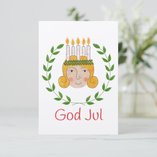 Sankta Lucia Wenskaart (Flat Card) Kaart (Staand voorkant)