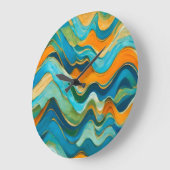 "Sanlúcar" Blauw Groen Sinaasappel golven Grote Klok (Hoek)