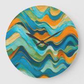 "Sanlúcar" Blauw Groen Sinaasappel golven Grote Klok (Voorkant)